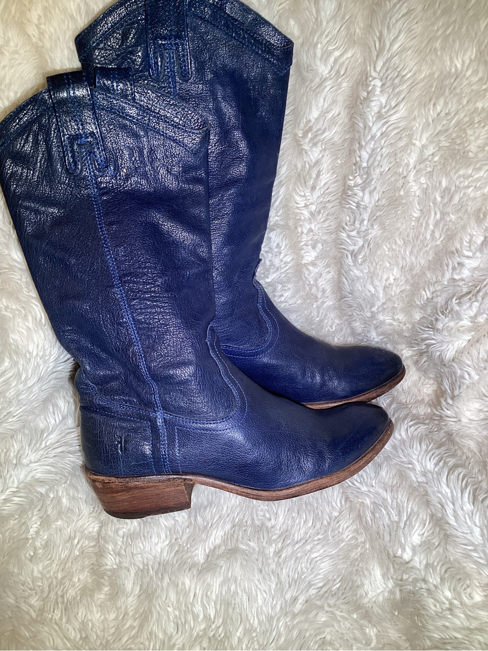 Frye women’s Navy blue Leather Western Boots size 9 - Picture 2 of 7